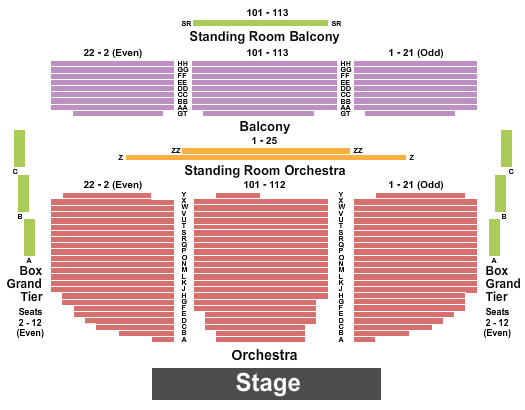Seatmap for mccarter theatre center